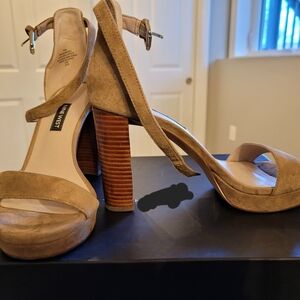 Nine West Beige Suede Platform Heels